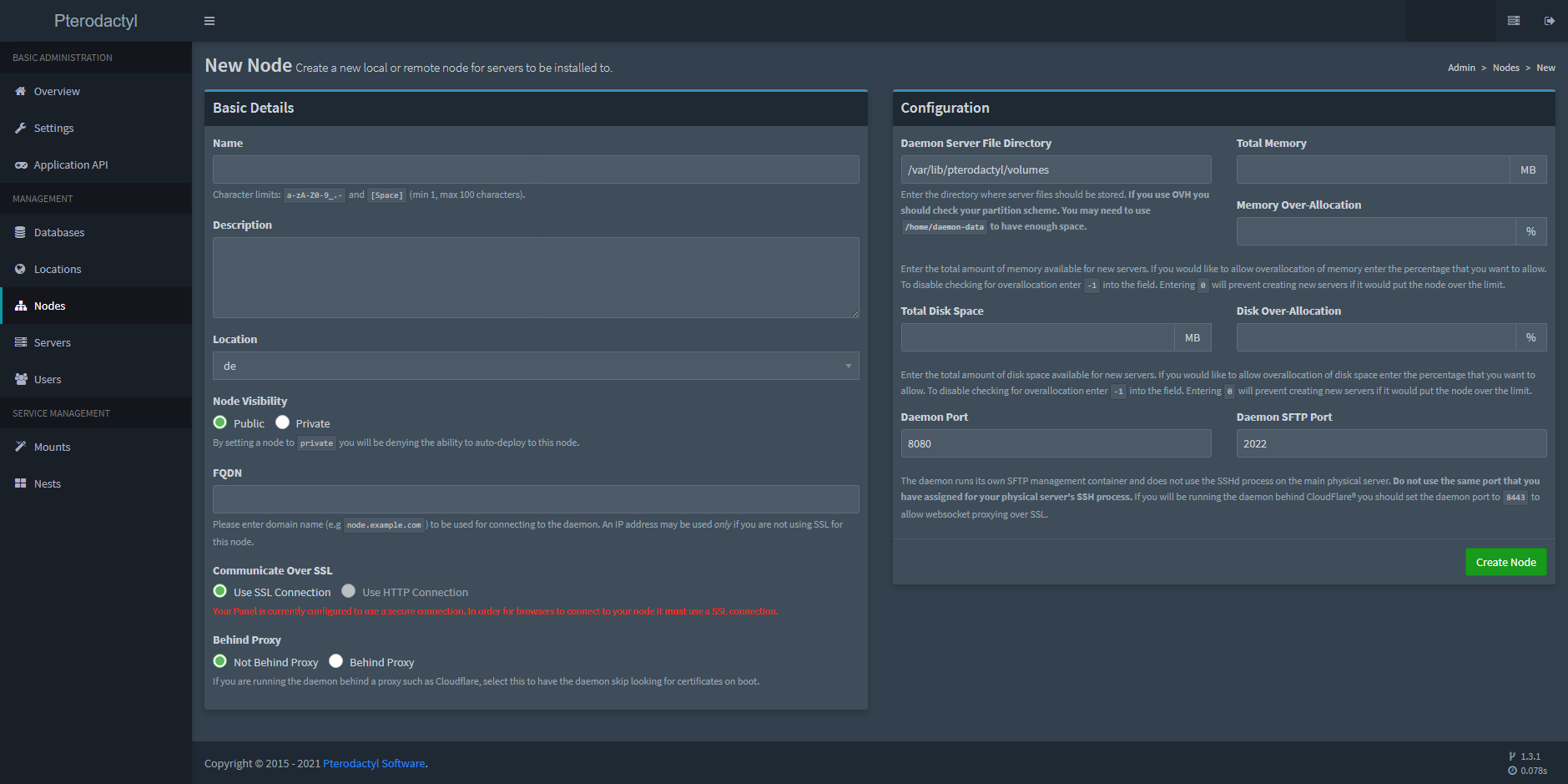 New Node Page