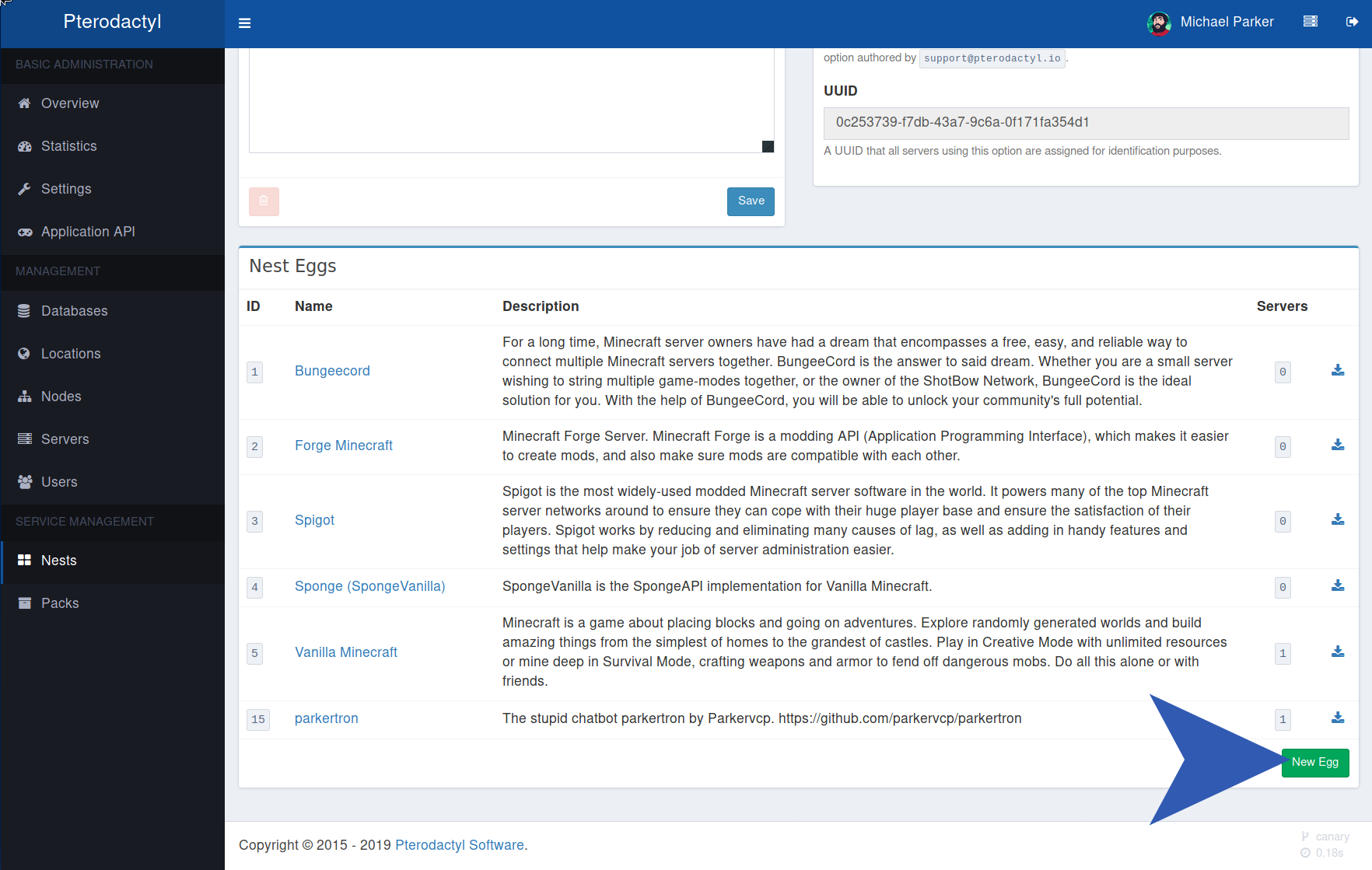 Create New Egg Button